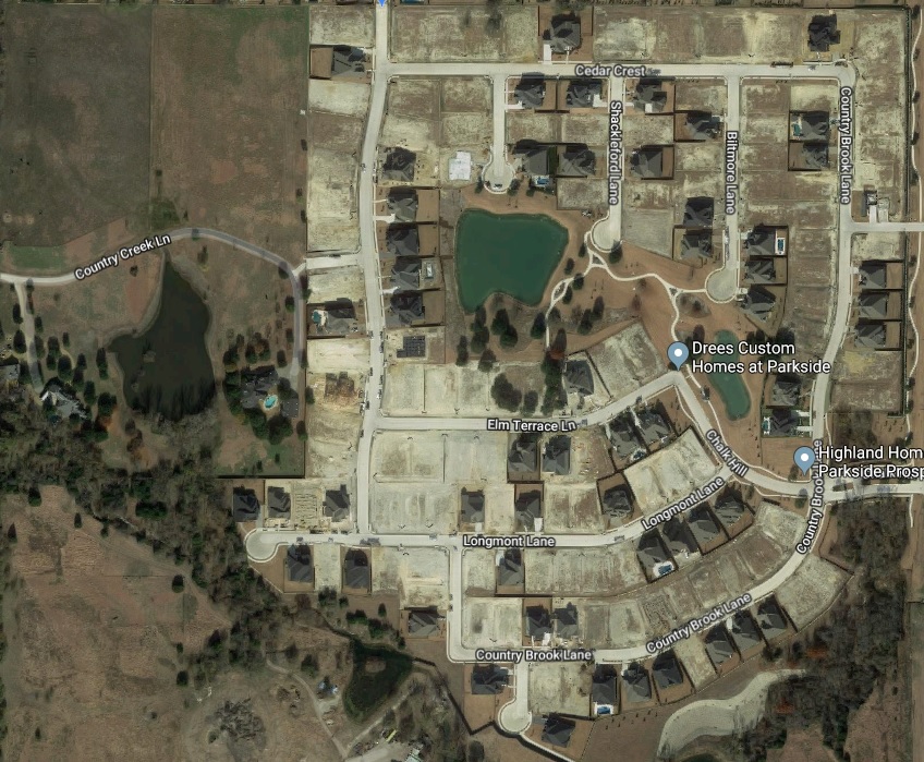 Aerial Google map of the Parkside Community in April 2019 (Google Maps)